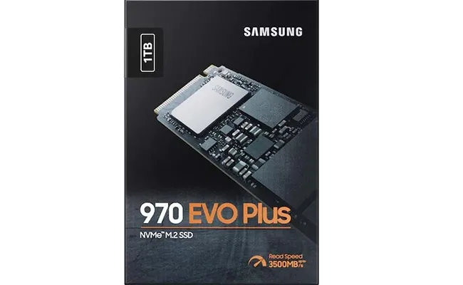 جعبه و بسته‌بندی حافظه SSD سامسونگ 970 EVO Plus ظرفیت 1 ترابایت با لوگوی سامسونگ
